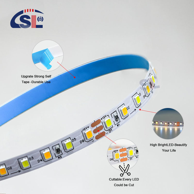 120LEDs/m 3000k 4000k 6500k CCT 보드 8mm SMD2835 야외 및 실내 장식용 LED 스트립 라이트