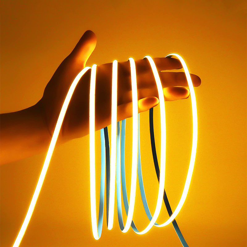 금 노란색 유연 COB LED 스트립 라이트 호텔 캐비닛 침실 부엌 조명