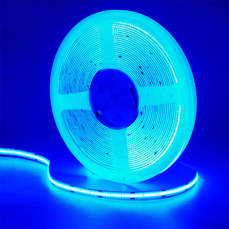 CE LVD EMC ROHS FCC REACH ERP2.0 인증 아이스 블루 COB LED 스트립 라이트 폭 8mm