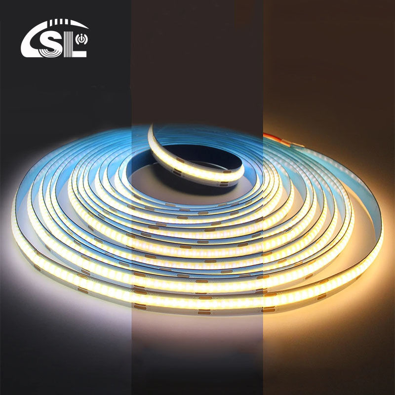 12v24v 8mm 608leds 3000K 4000K 6500K CCT 전자기 듀얼 컬러 COB LED 스트립 라이트