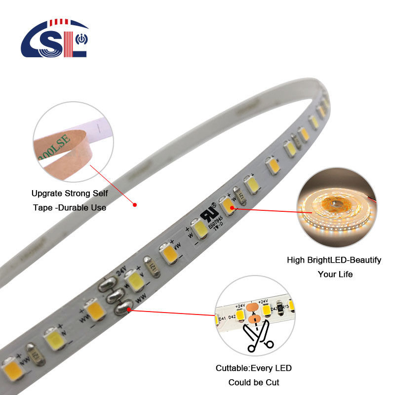저전압 3M 듀얼 컬러 LED 스트립 라이트 3000k 6500k 120 Led 12V 24V 8W 미러