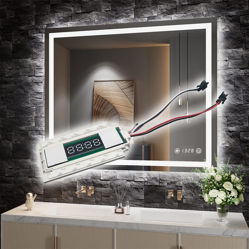 타임 디스플레이 슬림 DC12V 5A 60W 디포거 LED 라이트 미러 터치 센서 스테프리스 디머 스위치