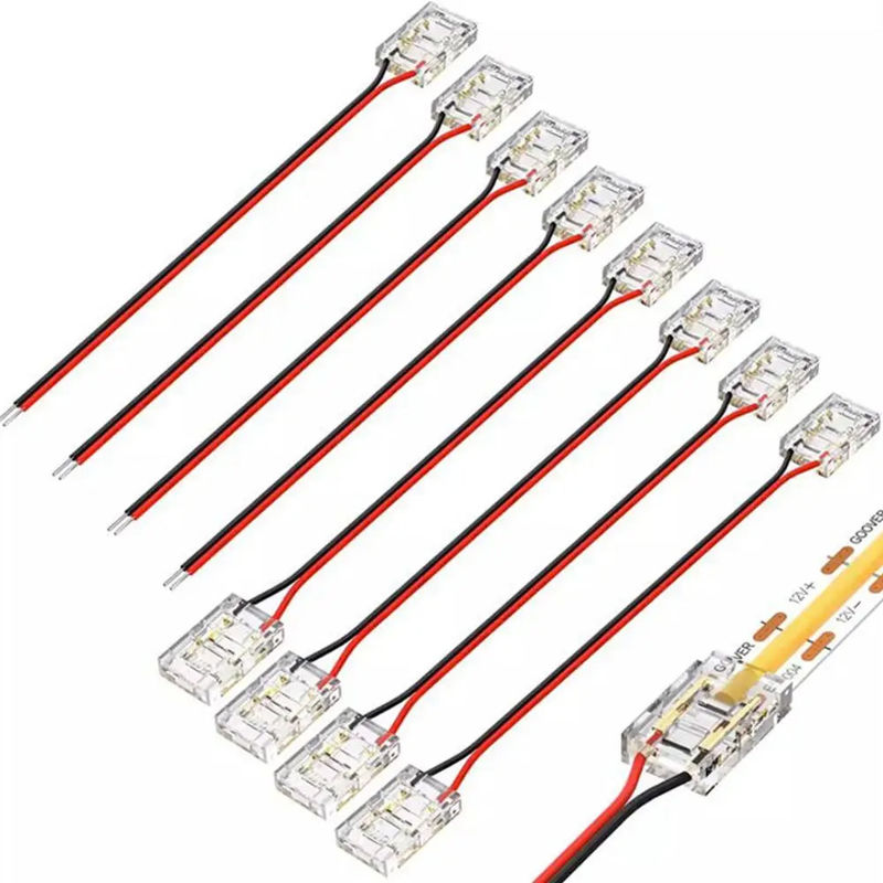 호텔 COB 미니 LED 라이트 스트립 와이어 커넥터 2 3 핀 연결 용접 없이 CCT 5 8 10mm LED 스트립 로 스트립 와이어 커넥터
