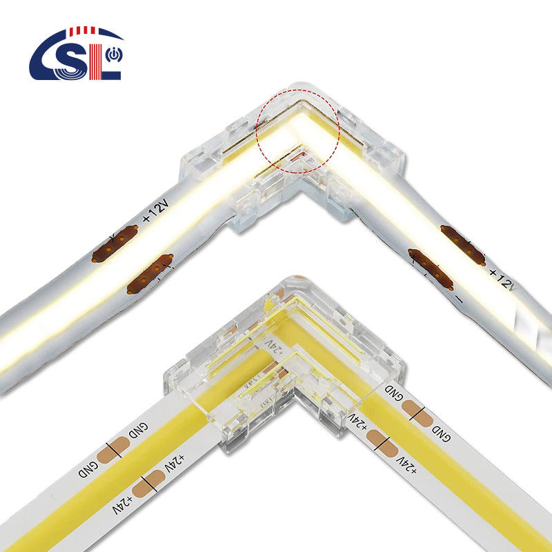 5mm 8mm 10mm LED 스트립 커넥터 L 모양 듀얼 엔드 싱글 엔드 투명 재사용 IP20